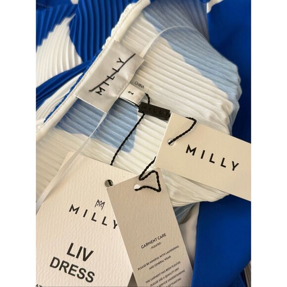 Milly $450 Liv Grand Foliage Pleated Minidress Size 2 - Picture 11 of 13